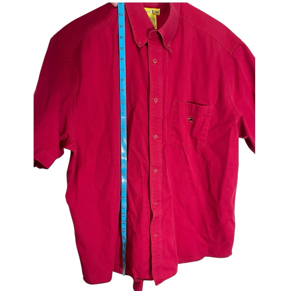 Duck Head XL Red Short Sleeve Button Down Shirt Wrinkle Resistant Prep Americana - Picture 3 of 6
